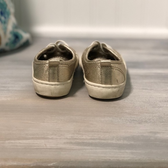 5/$25 Old Navy Metallic gold slip-on sneakers - Picture 3 of 5